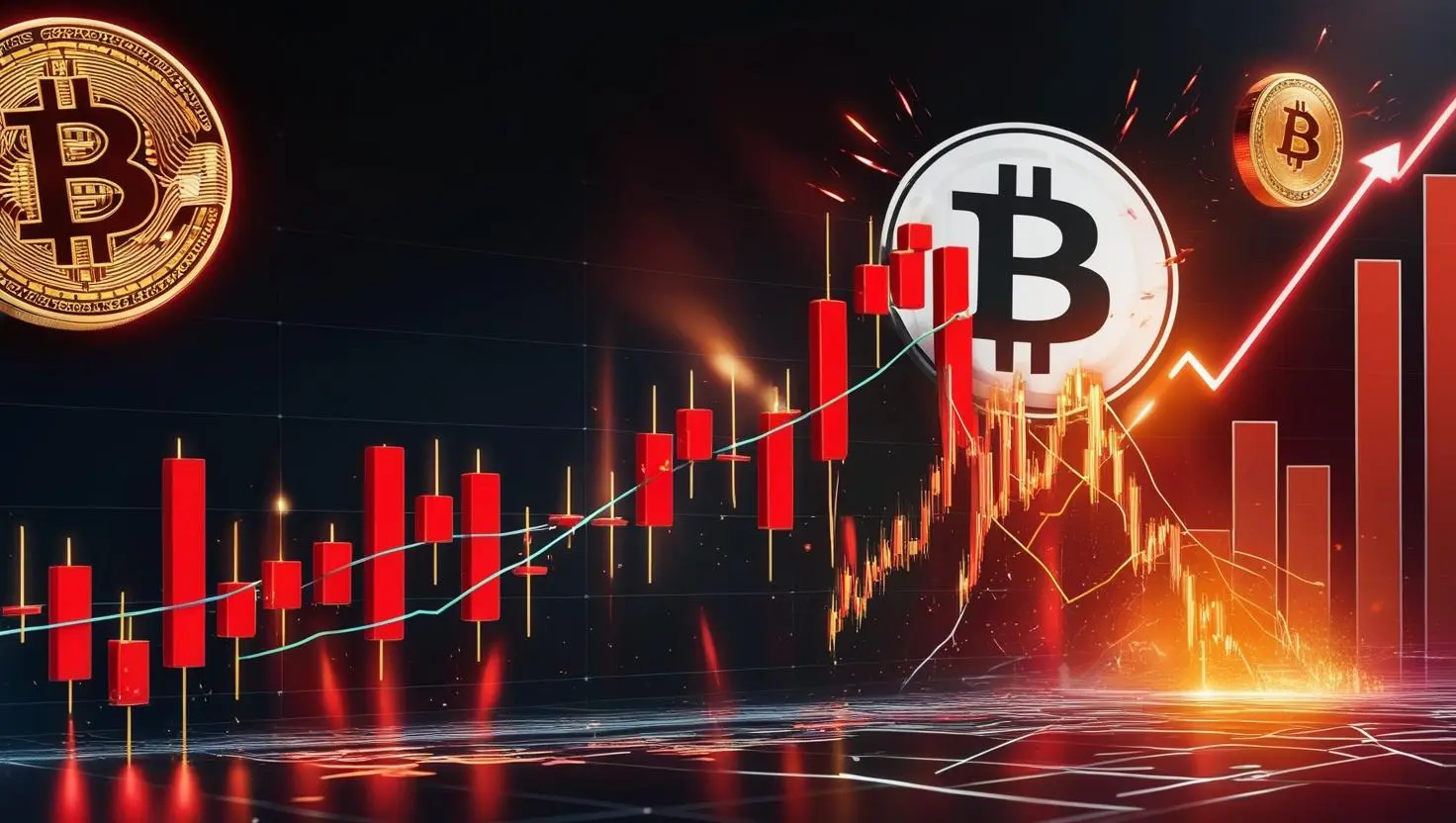 Korekta na Bitcoinie – Wykres spadkowy przedstawiający gwałtowny spadek ceny Bitcoina